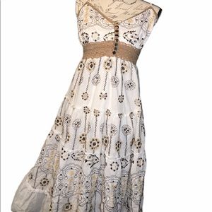 Vasna desire bohemian dress size large brown:white